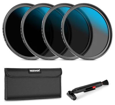 Produktbild von NEEWER 58mm ND Filter Set, ND16/ND32/ND64/ND1000, Linsen Reinigungsstift, Filtertasche, HD Filter Zubehörsatz, kompatibel mit Canon Nikon Sony Kamera Objektiv