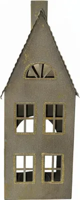Produktbild von Metall Haus Lichthaus für Teelicht | Haus | 29 cm | Metall | Grau