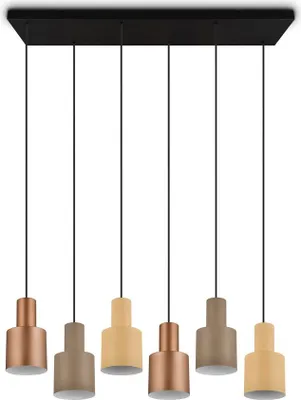 Zdjęcie produktu dla Lampa wisząca AGUDO brązowa-odcienie brązu 6xE27x40W metal wym:150x85x27cm IP20 Trio