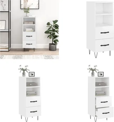 Produktbild von vidaXL Sideboard Hochglanz Weiß 34,5x34x90 cm Holzwerkstoff - Sideboard - Sideboards - Schrank - Schränkchen