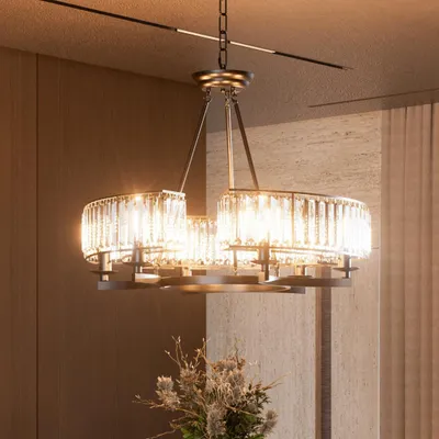 Immagine prodotto di Lampadario industriale in cristallo 6 luci da soffitto a 3 colori Lampada da soffitto 6 stoppini inclusi Nero 24W Bianco freddo Bianco neutro Bianco caldo