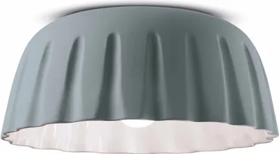 Produktbild von Deckenlampe Keramik E27 rund Ø 40 cm Grau Retro Design Keramiklampe