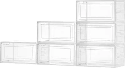 Produktbild von SucceBuy 6er-Set Schuhaufbewahrungsboxen US-Größe 13 Transparent Weiß Stapelbar