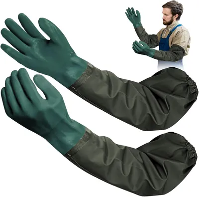 Imagen del producto de Guantes de goma largos, de 70 cm, impermeables, para jardinería y limpieza