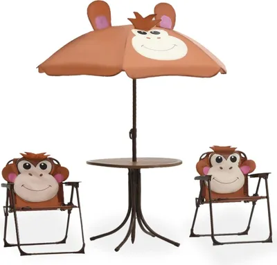 Productafbeelding van 3-delige Bistroset voor kinderen met parasol bruin