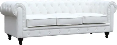 Immagine prodotto di Divano fisso Chesterfield "Aliza" - 208 x 82 x 70 cm - 3 posti- Bianco