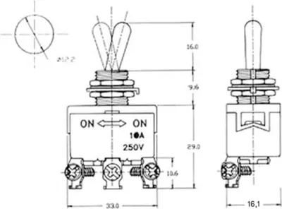 Produktbild von Unipolarer Schalter mit Hebel On-On 10A/250V
