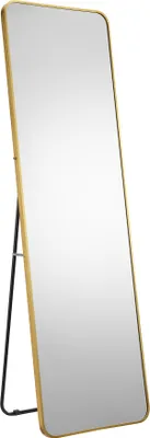 Produktbild von SalesFever Stand-Spiegel | mit klappbarem Ständer | edler Aluminium-Rahmen | Spiegelglas | B 50 x T 2 x H 160 cm | goldfarben