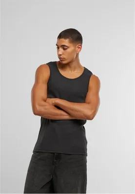 Produktbild von Urban Classics Tank-Top Herren Washed Rib Tanktop schwarz Basics 100% Baumwolle XL