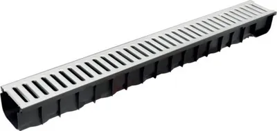 Produktbild von Entwässerungsrinne Kunststoff aus PP inkl. stegrost verzinkt 1000 mm x 121 mm x 84 mm