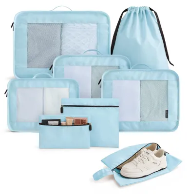 Immagine prodotto di Omgoods - Sacchetti organizzatori per valigia - Set da 8 pezzi, colore blu chiaro