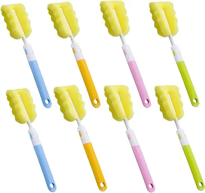 Produktbild von 8-teiliges Set Babyflaschen Reinigungsbürste, Schwammflaschenbürste mit Langer Griff, für Babyflaschen