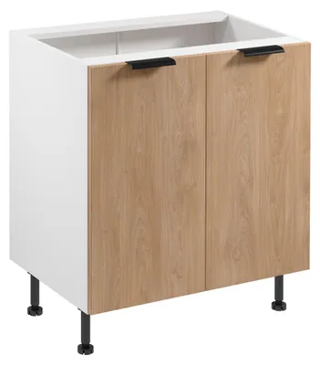 Immagine prodotto di Mobile basso a due ante SALERNO - larghezza 80 cm, bianco/rovere