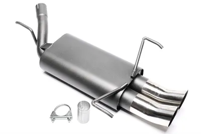 Produktbild von Sportauspuff 2x76mm DTM hoch rund scharf mit ABE für Opel Corsa C 1.0 - 1.7DTI