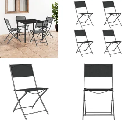 Immagine prodotto di vidaXL Sedie da giardino pieghevoli 4 pezzi in acciaio e textilene - Sedia da giardino pieghevole - Sedie da giardino pieghevoli - Sedia da giardino - Sedia pieghevole