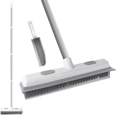 Image de Balai 2 en 1 avec brosse en caoutchouc et brosse pour tapis, 135 cm