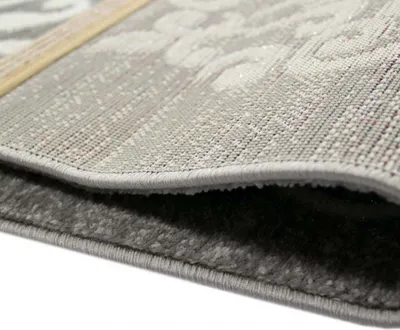Produktbild von Moderner Teppich Designer Teppich Orientteppich mit Glitzer Wohnzimmer Teppich mit Floral Muster Meliert in Grau Creme Größe - 120 x 160 cm
