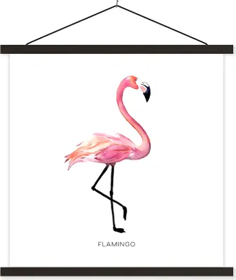 Produktbild von MuchoWow® Textilposter Flamingo - Aquarell - Rosa 40x40 cm mit schwarzem Rahmen - Fotos