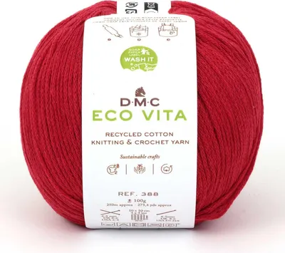 Immagine prodotto di DMC Eco Vita: filo di cotone riciclato, prodotto con l'80% di cotone riciclato e il 20% di altre fibre, numero 388 (colore 555)