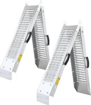 Produktbild von MONZANA® 2X Auffahrrampe 400kg (je 200kg) klappbar Laderampe verzinkter Stahl rutschfeste Oberfläche Auffahrschiene Verladerampe PKW Verladeschiene