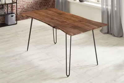 Produktbild von Esstisch Baumkante massiv Akazie nussbaum 140 x 80 cm schwarz HANNAH