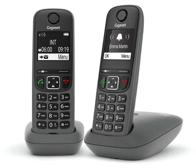 Immagine prodotto di Gigaset A695 Duo – Telefono fisso senza fili, 2 telefoni portatili con display grande retroilluminato per una visualizzazione molto chiara, funzione di blocco chiamate – Grigio – Senza segreteria telefonica
