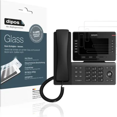 Produktbild von 2x Schutzfolie für Snom D865 - Anti-Shock 9H Folie dipos Glass Kunststoffglas
