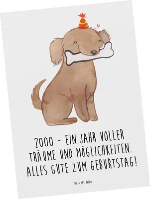 Produktbild von Mr. & Mrs. Panda Postkarte 2000 Geburtstagsträume - Weiß - Geschenk, Happy Birthday, Ansichtskarten, gutes Jahr, besondere Geschenke, Ansichtskarte, Alter, Geburtstag