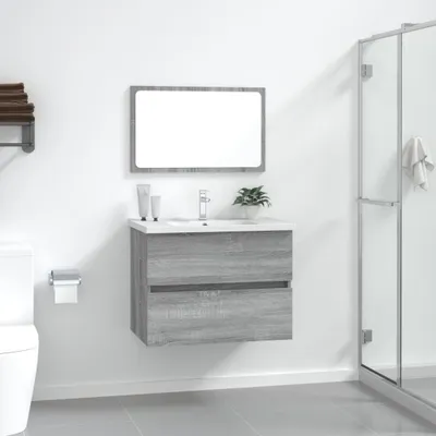 Immagine prodotto di Maison Exclusive - Set di mobili da bagno 2 pezzi grigio Sonoma in materiale ligneo