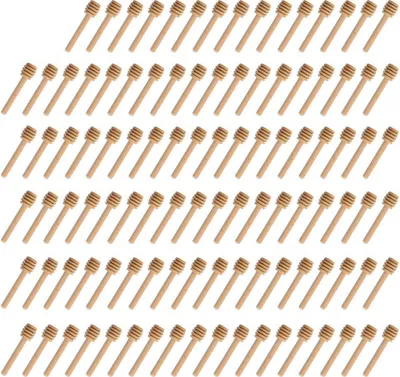 Produktbild von 100Stück,Honig,Dipper,Mini,3,Zoll,Honiglöffel,Holz,Honig,Löffel,Haushalt,Holz,Tragbare,Mini,Marmelade,Honig,Dipper,Jar,Dispensing,Sammeln,Rührstab,Stick,Sicher,und,Gesund