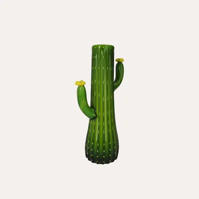 Produktbild von KEYHOMESTORE | Kaktusvase aus Glas mit gelbem Innenraum, H. 37 cm
