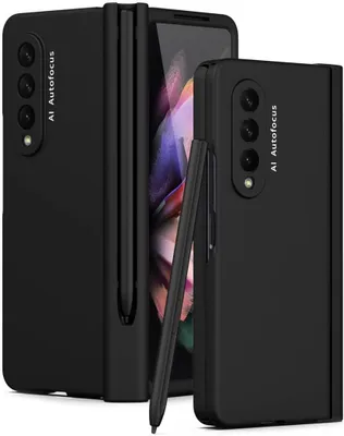 Obrázek produktu pro Pouzdro pro Galaxy Z Fold 3 5G, tvrdé PC s ochranou závěsu a držákem na pero, s ochrannou fólií na displej černé