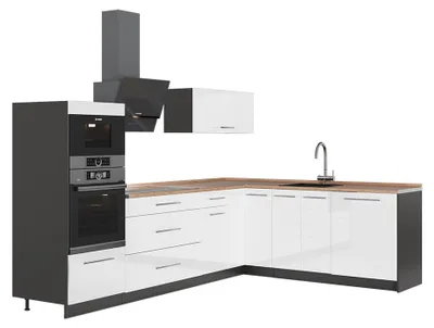 Immagine prodotto di Cucina angolare completa Vicco Fame-Line Bianco lucido/Antracite 287 x 60 cm, PL Rovere, Model 63482