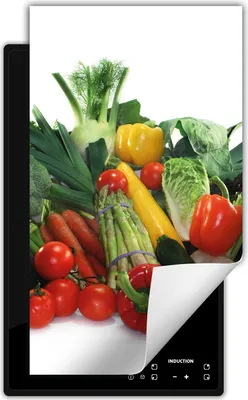 Produktbild von DarHaus Herdabdeckplatte 1 teilig 30x52 cm Anti Rutsch Matte Aufrollbar, Gemüse