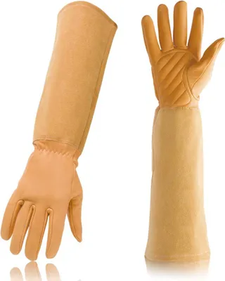 Produktbild von Lange Gartenhandschuhe für Damen, Arm- und Ellbogenschutz, dornenfeste Gartenhandschuhe mit extra langem Unterarmschutz