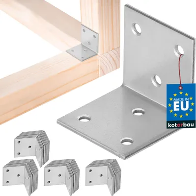 Produktbild von KOTARBAU® 50 Stk. Winkelverbinder 40 x 40 x 40 mm verzinkter Stahl Silber Schwerlastwinkel Balkenverbinder Möbelwinkel Winkelblech Holzverbinder Regalwinkel Winkel Metall Stabil Langlebig Stahlwinkel