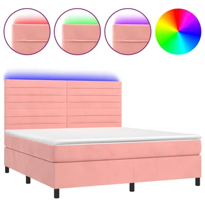 Produktbild von vidaXL Boxspringbett mit Matratze & LED Rosa 180x200 cm Samt