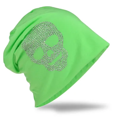 Produktbild von Beanie Muetze Totenkopf Grassgruen