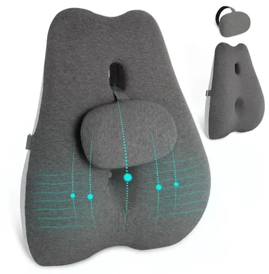 Produktbild von Ergonomisches Lendenwirbelkissen – Viskoelastisches Rückenkissen für Bürostuhl und Autositz