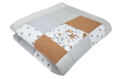 Produktbild von Krabbeldecke für Baby Spielmatte 100% Baumwolle Krabbelmatte - 120x120cm (Reh)