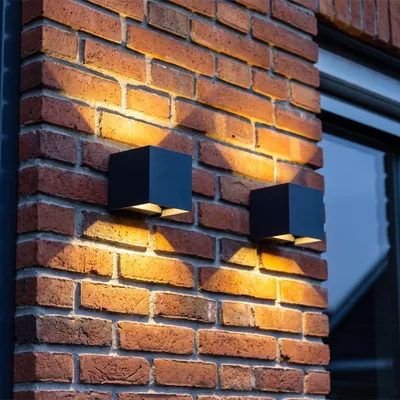 Image de HOFTRONIC - Applique murale LED Cube 7W 560lm 3000K IP65 Noir Set de 2