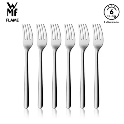 Produktbild von WMF Flame Plus Kuchengabel set, 6 tlg, 16 cm, Cromargan Edelstahl 18/10 mattiert, spülmaschinengeeignet, ergonomisch, Bestecksets, besteck