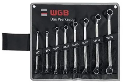 Produktbild von Doppelringschlüssel-Satz, gekröpft, DIN 838 8-TLG
