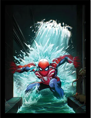 Produktbild von Spider-Man - Gerahmtes Poster "Water" PM8517 (40 cm x 30 cm) (Schwarz/Blau/Rot)