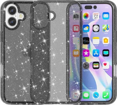 Produktbild von iPhone 16 Plus Hülle - Coverup Glitzer TPU Back Cover - Schwarz