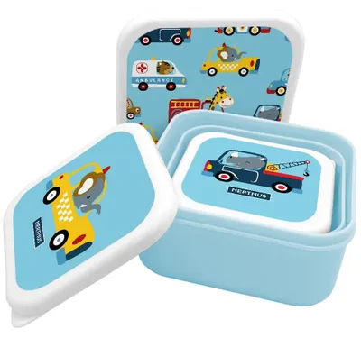 Kinder Lunchbox Set 3 stapelbare Behälter Auto Design