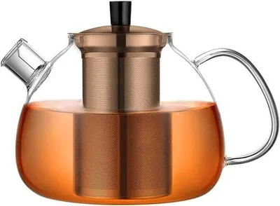 Produktbild von Famanu Gläserne Teekanne mit Teefiltern - 1500ml, Braun