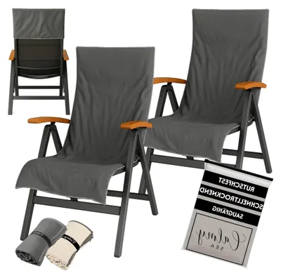 Produktbild von 2er Set Schonbezüge für Hochlehner Gartenstühle - 130x65cm mit Kapuze aus Mikrofaser