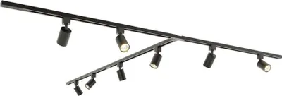 Image de HOFTRONIC - Kit système de rails 4 x 1 m 8 spots IP20 Noir Forme en T