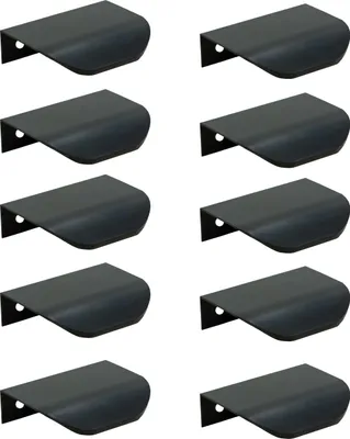 Immagine prodotto di Steelix set di 10 maniglie per mobili nero opaco 50 mm - Robusto bordo in alluminio per armadi e cassettiere, facile installazione, design moderno